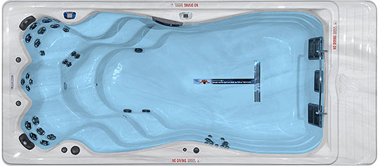 Top view of a Michael Phelps Signature Series Swim Spa by Master Spas.
