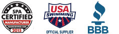 Spa Certified Logo, USA Swimming Logo, and the BBB Logo